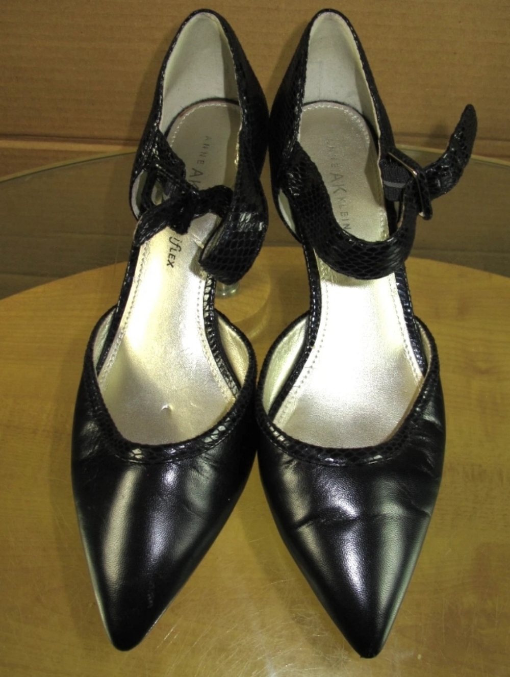 Anne Klein Mary Jane Closed Toe Pumps, Black Leather Size 10 B